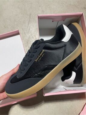 Juicy Couture Black Satin Sneakers with Gum Sole
